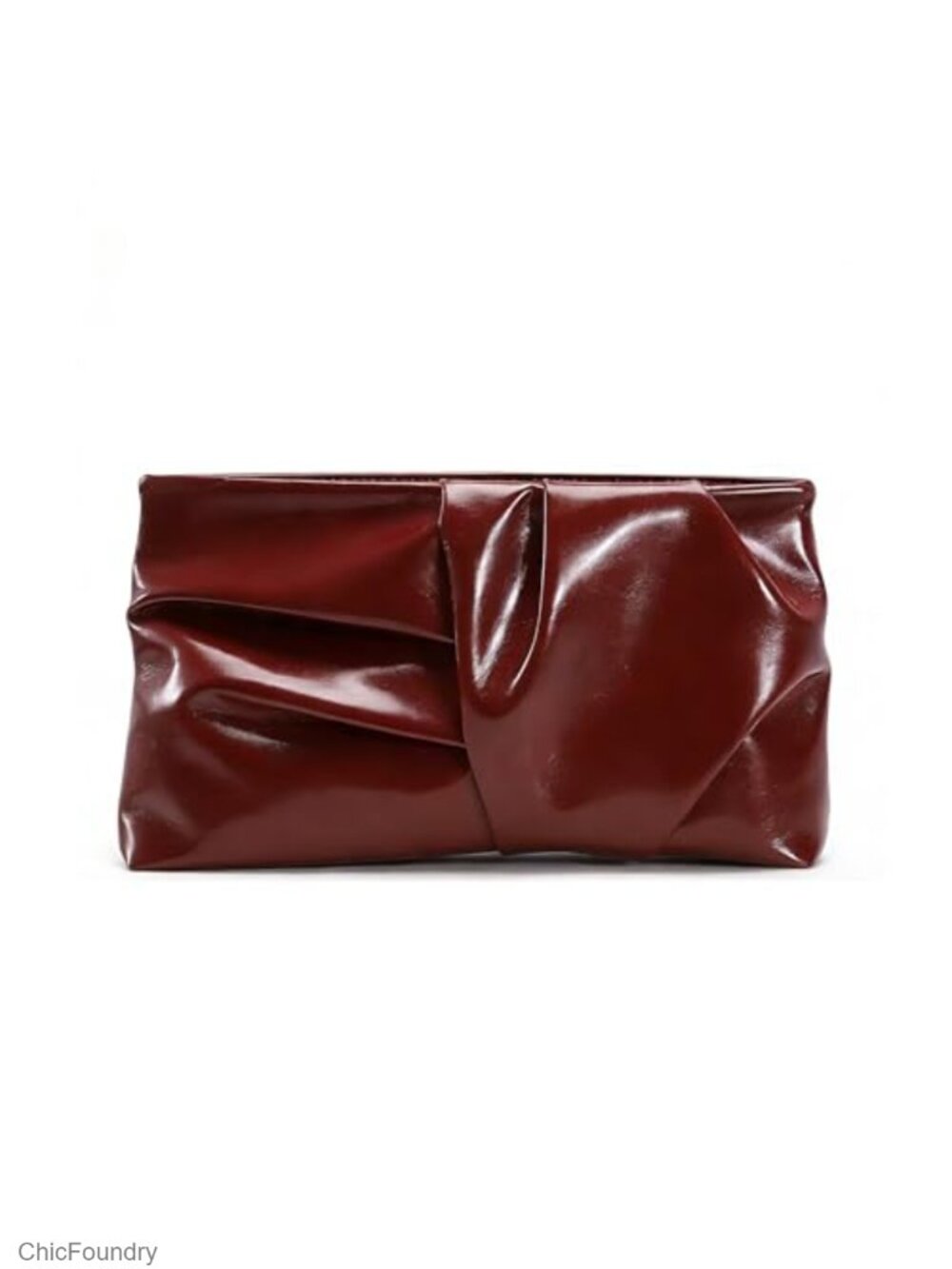 PU Leather Pleated Evening Clutch with Chain Strap for Wedding Party
